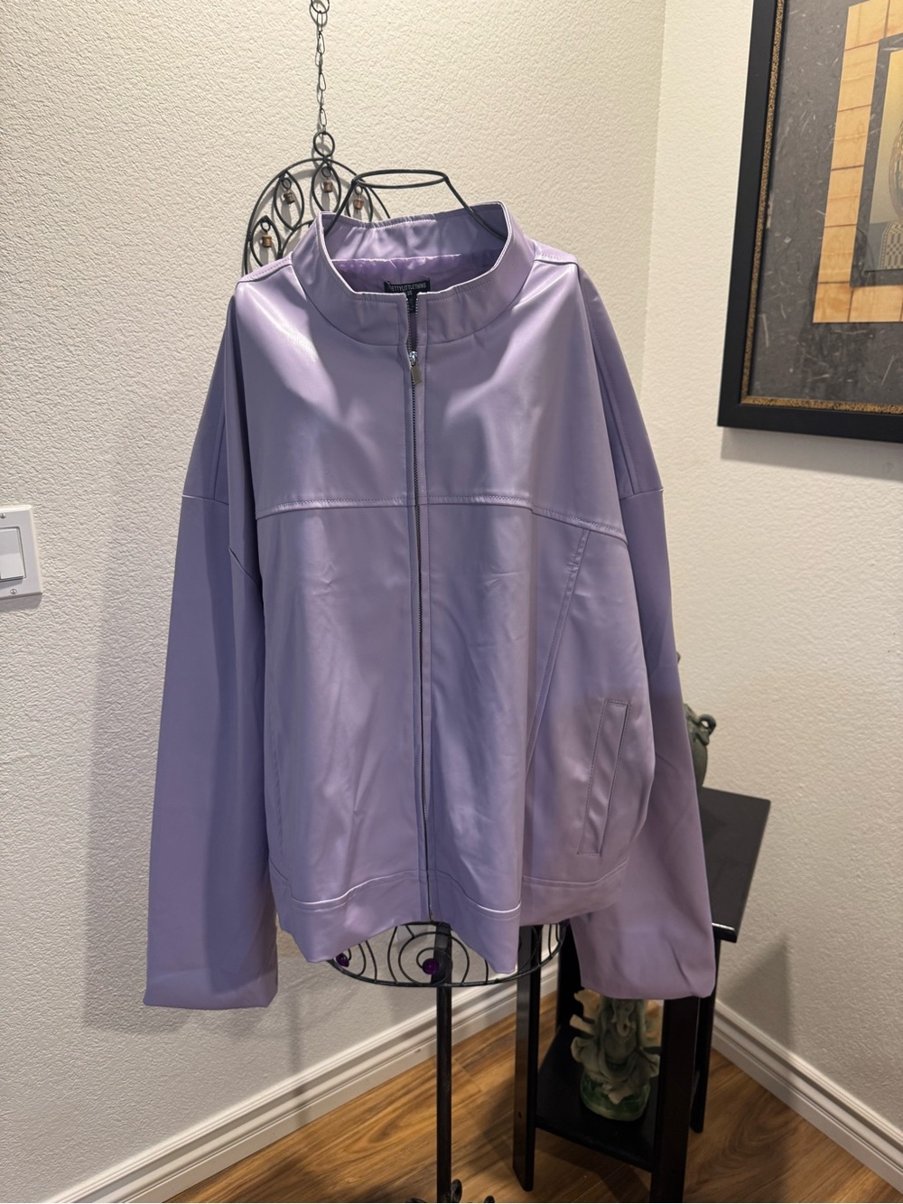 PrettyLittleThing Brand Lilac Faux Leather Bomber Jacket